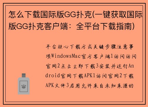 怎么下载国际版GG扑克(一键获取国际版GG扑克客户端：全平台下载指南)